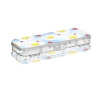 ODAWA Scatole di plastica per matite con margherite bianche, con scomparti regolabili per matite, 21,1 cm di lunghezza x 7,6 cm di larghezza x 4,8 cm di altezza