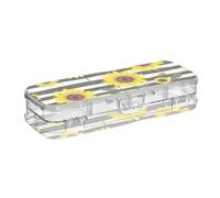 ODAWA Scatole trasparenti a righe gialle con coperchio a scatto per Classrrom 21,1 cm L x 7,6 cm W x 4,8 cm H