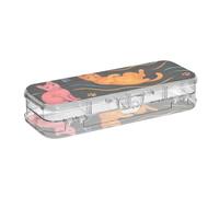 ODAWA Simpatico astuccio per matite con gatti neri, trasparenti, con scomparti regolabili, per la scuola, 21,1 x 7,6 x 4,8 cm (lunghezza x larghezza x altezza)