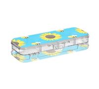 ODAWA Simpatico cartone animato girasoli api scatole trasparenti organizer con scomparti regolabili per viaggi 21,1 cm L x 7,6 cm W x 4,8 cm H