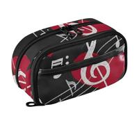 ODAWA Simpatico organizer per cancelleria scolastico nero con note musicali di grande capacità per adolescenti, 21,1 x 7,9 x 12,4 cm