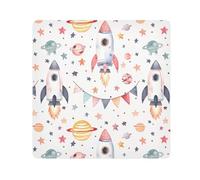 ODAWA Space Rockets - Borsa da viaggio autoadesiva in tessuto, 35 x 35 cm, per trucco