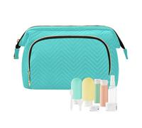 ODAWA Trousse per cosmetici da viaggio color oro pallido, organizer per trucchi, spaziosa borsa per cosmetici per donne e ragazze, Turchese medio, Taglia unica