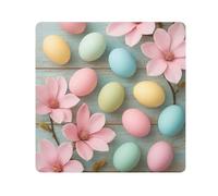 ODAWA Trousse per trucchi, uova di Pasqua pastello, fiori, panno protettivo autoadesivo, lavabile per fotocamera, laptop, cosmetici, 35,1 x 35,1 cm