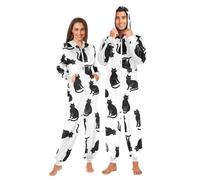 ODAWA Tuta da salotto con cappuccio e tasche a maniche lunghe con cerniera e stampa leopardata marrone nero per adulti