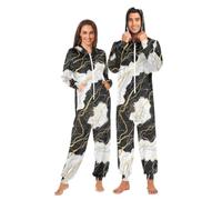 ODAWA Tuta intera unisex con cappuccio e tasche con cappuccio per adulti, con occhi gialli, gatti neri