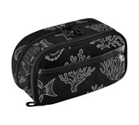 ODAWA White Line Fish Crab - Organizer per cancelleria scolastica con scomparti multipli, 21,1 x 7,9 x 12,4 cm