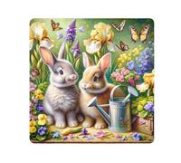 ODAWA Wildflower - Pellicola protettiva autoadesiva in tessuto, lavabile, per fotocamera, laptop, cosmetici, 35,1 x 35,1 cm, colore: bianco, Simpatico coniglio pasquale verde, 17.7x17.7in, Simpatico