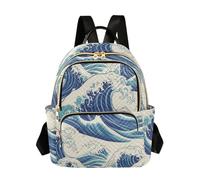 ODAWA Zaini blu di modo delle onde dell'oceano, zaino di viaggio delle donne, Ocean Waves Blu, Small, Zaini Daypack