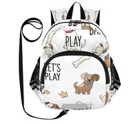 ODAWA Zaini con cordino con strisce riflettenti, zaino piccolo marrone bianco per bambini 3-6 anni, Cani bianchi e marroni, S