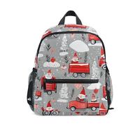 ODAWA Zaini grigi per bambini con targhetta per nome, zaino da 30,5 cm per ragazzi ragazze zaini per bambini, Camion di Natale Grigio, Medium