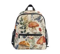 ODAWA Zaini per bambini con targhetta per il nome, zaino prescolare vintage con funghi con cinghia toracica, zaino per la scuola, piccolo