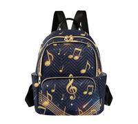 ODAWA Zaini trapuntati beige marmo con cinghia bagagli leggero Daypack moda, Note musicali Navy, Small, Zaini Daypack