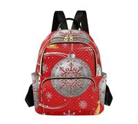 ODAWA Zaini trapuntati con api e girasoli cartoni animati con cinghia per bagagli donne shopping zaino da viaggio, Fiocco di Natale Rosso, Small