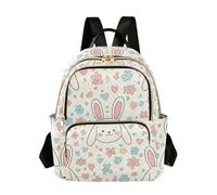 ODAWA Zaini trapuntati con cane bassotto verde acqua con tasca posteriore con zip zaino alla moda con cerniere, Graziosi conigli, fiori, cuori, Medium, Zaini Daypack