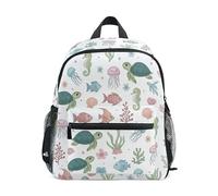 ODAWA Zaino da ragazza per la scuola carino tartarughe marine zaini per bambini per scuola elementare prescolare zaino con cinghia toracica, Tartarughe marine carine, Medium