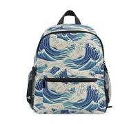 ODAWA Zaino da ragazza per la scuola Ocean Waves blu bambini asilo zaino scuola elementare zaino con cinghia toracica
