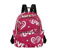 ODAWA Zaino da viaggio da donna leopardato marrone nero beige elegante zaino con tasche, Cuori Amore Rosso, S