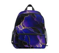 ODAWA Zaino per bambini con etichetta nominativa, vortici acquerelli, marmo viola con cinturino al petto, zaini per la scuola, Acquerello Vortice Viola Marmo, M