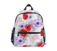 ODAWA Zaino per bambini con targhetta con nome, fiori colorati acquerelli con fascia toracica Zaini per bambini per la scuola, Fiori acquerelli colorati, M