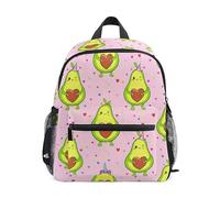 ODAWA Zaino per bambini con targhetta per il nome, zaino prescolare con cane retriever bianco e nero con cinghia toracica per la scuola dei bambini, Carino Avocado Happy Faces, Small