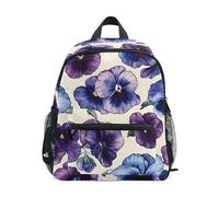 ODAWA Zaino per bambini con targhetta per nome, blu viola viola viola zaino prescolare con cinghia toracica, zaino per bambini, Viole del pensiero blu viola, Medium