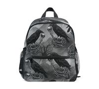 ODAWA Zaino per bambini con targhetta per nome, teschi grigi per bambini zaino per scuola materna zaino scuola per ragazza, Teschi Grigio, Medium
