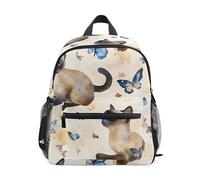 ODAWA Zaino per bambini gatto farfalla beige asilo zaino bambini 30,5 cm asilo zaino, Gatto Farfalla, Small