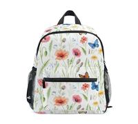 ODAWA Zaino per bambini scuola elementare Butterfly Bloom bianco asilo zaino ragazze librerie con cinghie regolabili, Farfalla Bloom Bianco, Small