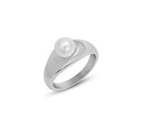 OdDdot Anelli in Acciaio Inossidabile per Le Donne Anelli di Perle d'Acqua Dolce Gioielli Casual Croissant di Perle Anello Nuziale Anello di Stile della personalità