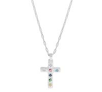 OdDdot Ciondolo Croce d'Argento Oro per Le Donne con colorato zircone Collana Luce Lusso ins Stile Semplice Regalo Romantico Prima Scelta