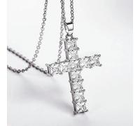 OdDdot Croce alla Moda con Regalo di Collana di zircone Bianco Rosa Personalizzato per Le Donne Anniversario San Valentino per Il Tempo Libero gioielleria