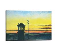 OdDdot Edward Hopper Pittore Opere d'arte - (Railroad Sunset) Stampa Poster Quadro decorativo su tela Wall Art Soggiorno Camera da letto Dipinto 30 x 45 cm