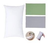 ODDerZZii 1 cuscino piccolo da 30 x 19,8 cm, con 2 federe per cuscino per bambini (grigio e verde), inserti per bambini, adulti, animali domestici, supporto per collo e ginocchia