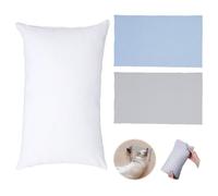 ODDerZZii Cuscino piccolo 30 x 19,8 cm, cuscino piccolo con 2 mini federe (grigio e blu), cuscino rettangolare da viaggio, inserti per bambini, adulti, animali domestici, supporto per collo e
