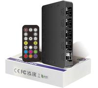 Oddtone Hub Ventole ARGB PWM 2-in-1 con Base Magnetica, Controller 20 Porte (10x 4-Pin PWM e 10x 5V 3-Pin ARGB), Alimentazione SATA, Adattatore Interno per Case PC Gaming