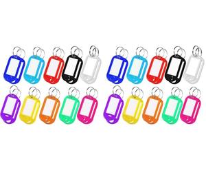 Oderra 20 Pezzi Targhette Portachiavi, Etichetta per Chiavi a 10 colori, Utilizzato per bagagli, per nomi di animali domestici (Confezione da 2)