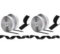 Oderra Feltro Adesivo Forte Biadesivo 8 M x 20 MM, Hook Loop Autoadesivo, Nastro Adesivo a Strappo per Cornici, Zanzariere, Tappeti, Fai Da Te (Nero) (Confezione da 2)