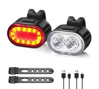 Oderra Luci Bicicletta LED Anteriore e Posteriore - Luci Bici USB Ricaricabile, 4/6 Modalità (Fisso/Stroboscopico), Impermeabile IPX4, Autonomia 10h/12h - per MTB, Bici, Skateboard