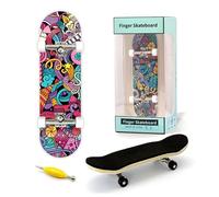 Odetina Skateboard professionale a 5 strati, tastiera in legno d'acero nordorientale, ruote con cuscinetti ad alta velocità, mini finger board, con spessa imbottitura antiscivolo in PU, per