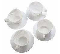ODETOJOY 4 pezzi / set bianco Teacup cupcake stampo in silicone per muffin tazze party forno + piattini
