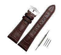 ODETOJOY Cinturino per orologio da 25 mm, cinturino in vera pelle da 25 mm, cinturino nero in acciaio inossidabile argento fibbia con barra a molla (fibbia in pelle marrone argento)