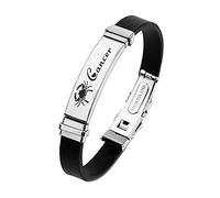 ODETOJOY Nera Costellazione Scorpione Bracciale uomo acciaio inossidabile segno zodiacale 12 Zodiaci bracciali Silicone astrologia oroscopo (Cancer)
