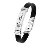 ODETOJOY Nera Costellazione Scorpione Bracciale uomo acciaio inossidabile segno zodiacale 12 Zodiaci bracciali Silicone astrologia oroscopo (Libra)