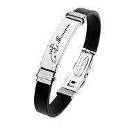 ODETOJOY Nera Costellazione Scorpione Bracciale Uomo Acciaio Inossidabile Segno Zodiacale 12 Zodiaci bracciali Silicone astrologia Oroscopo (Scorpione)