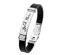ODETOJOY Nera Costellazione Scorpione Bracciale uomo acciaio inossidabile segno zodiacale 12 Zodiaci bracciali Silicone astrologia oroscopo (Aries)