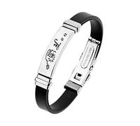 ODETOJOY Nera Costellazione Scorpione Bracciale uomo acciaio inossidabile segno zodiacale 12 Zodiaci bracciali Silicone astrologia oroscopo (Leo)