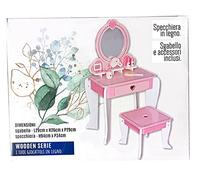 ODG Specchiera giocattolo in legno per bambina con accessori, set specchio spazzole phon trucchi