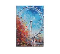 ODGYENGW Poster con pittura ad olio The London Eye decorativa, opera d'arte su tela, 60 x 90 cm