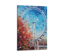 ODGYENGW Poster decorativo con pittura ad olio The London Eye, opera d'arte su tela, 50 x 75 cm
